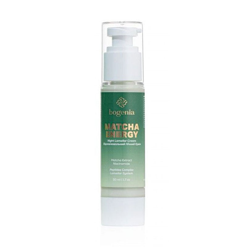 Відновлювальний нічний крем для обличчя Bogenia Matcha Energy Night Lamellar Cream з матчою, 50 мл